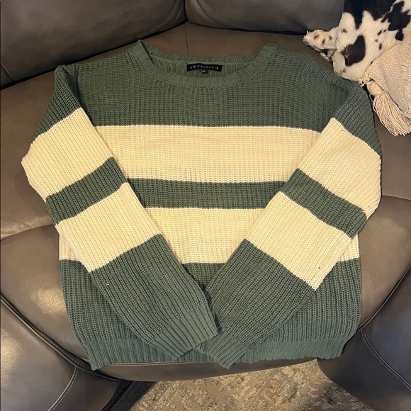 love ellie Other - Cozy Kids Striped Sweater - Green and Cream